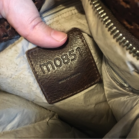 M0851 Brown Perforated Leather Crossbody Bag - Picture 11 of 12